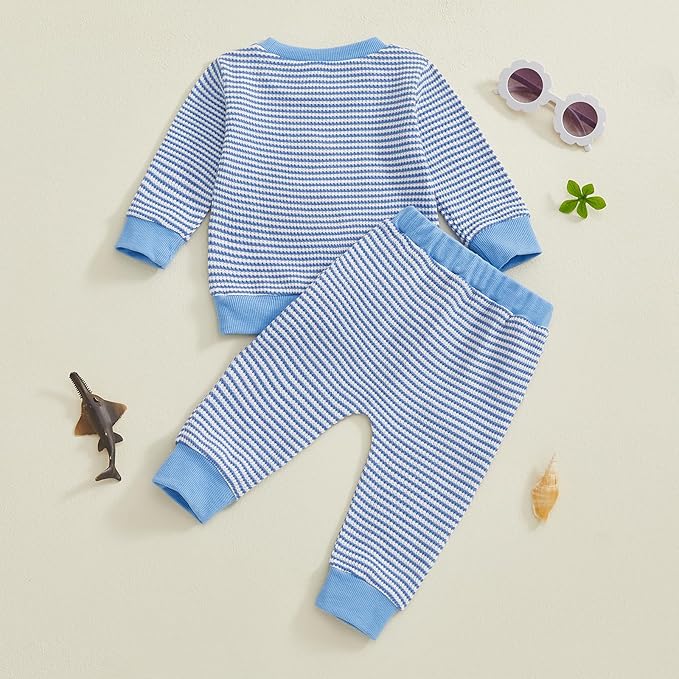CIYCUIT Toddler Baby Boy Outfits Striped Sweatshirt Pants Clothes Set