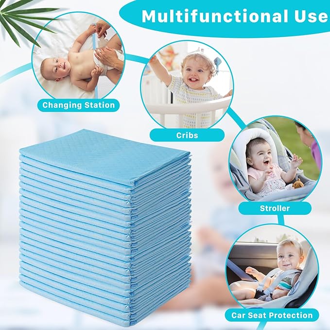 50 Pack Disposable Changing Pads,17 x 24 inch Baby Disposable Underpads,Ultra Absorbent Diaper Changing Pads,Leak-Proof Breathable Underpads,Waterproof Pets Pee Dogs Pad