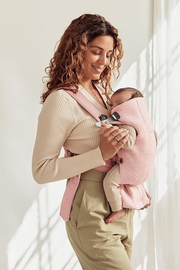 BabyBjörn Baby Carrier Mini, Light Pink, 3D Jersey | Infant Carrier (7-25 lbs), Ergonomic, Easy-to-Use