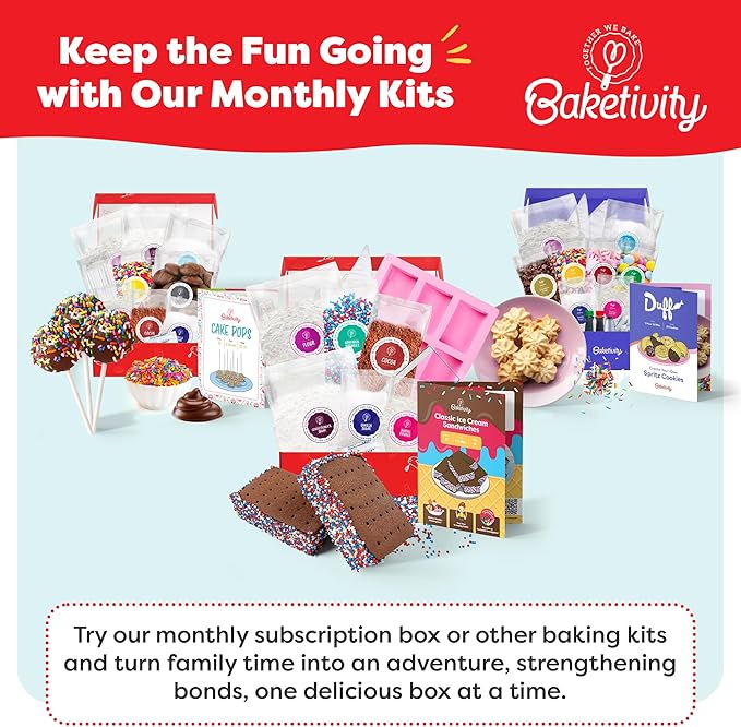 Baketivity Classic Ice Cream Sandwiches Kids Baking Kit - Cooking Kit for Kids with Premeasured Ingredients STEM Recipe Book and Lessons - Great Gift for Girls and Boys Ages 6-12