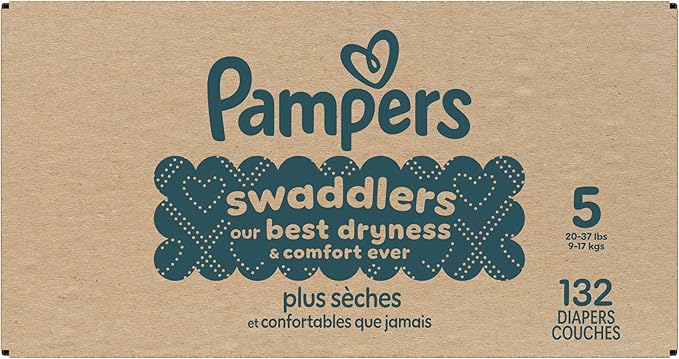 Pampers Baby Diapers - Swaddlers - Size 5, 132 Count, Ultra Absorbent Disposable Infant Diaper