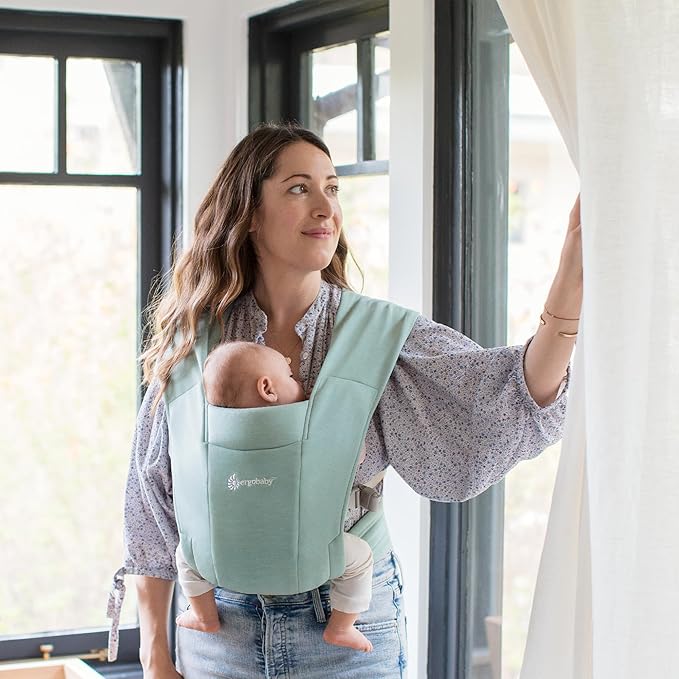 Ergobaby Embrace Baby Carrier Newborn to Toddler - Breathable Baby Carriers for Summer - Cozy Essentials (7-25 Pounds), Ponte Knit, Jade Green