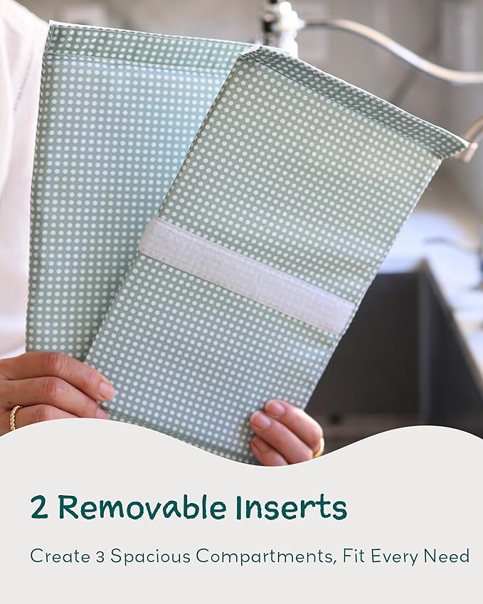 Lily Miles Baby Diaper Caddy Organizer, Wipeable Diaper Organizer Basket with 8 Pockets for Newborn Essentials, Nursery Tote Bag for Changing Table & Car Organization (Willow Green, Large)