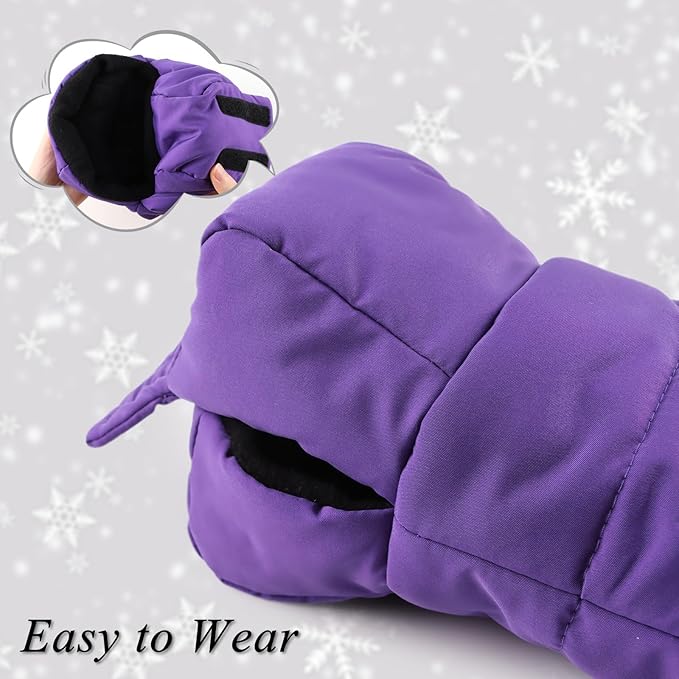 Zsedrut Stroller Gloves Universal Winter Anti-Freeze Stroller Mittens Water Repellent Hand Warmer Muff Fleece Lined,Winter Stroller Accessories (Purple)