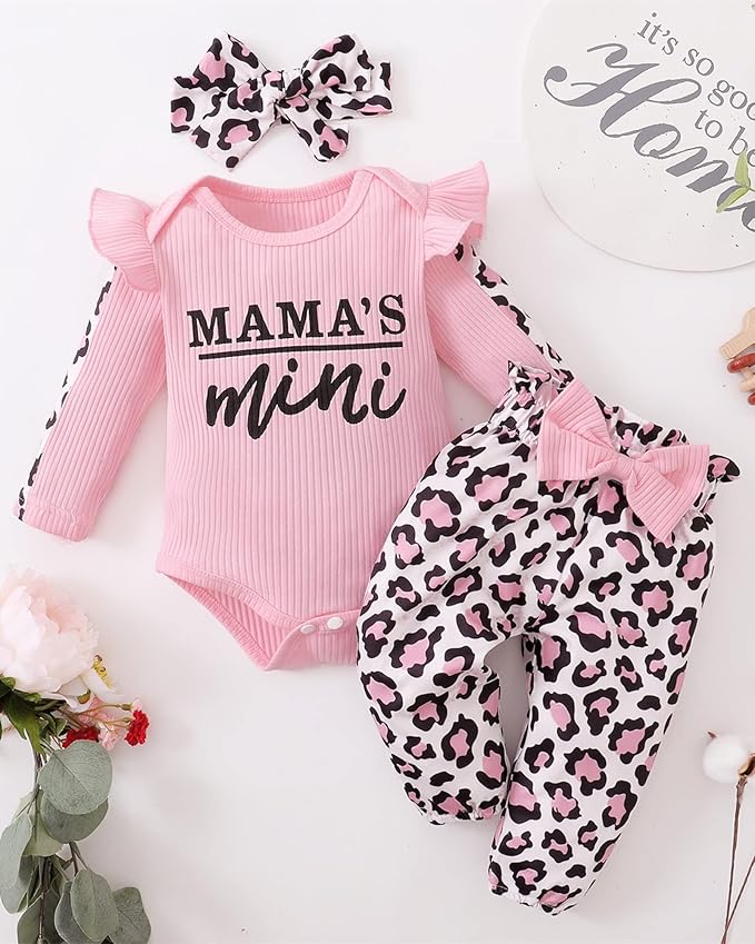 Infant Baby Girl Clothes Newborn Girl Outfit Long Sleeve Romper Pants Set Cute Baby Clothes for Girls Fall/Winter