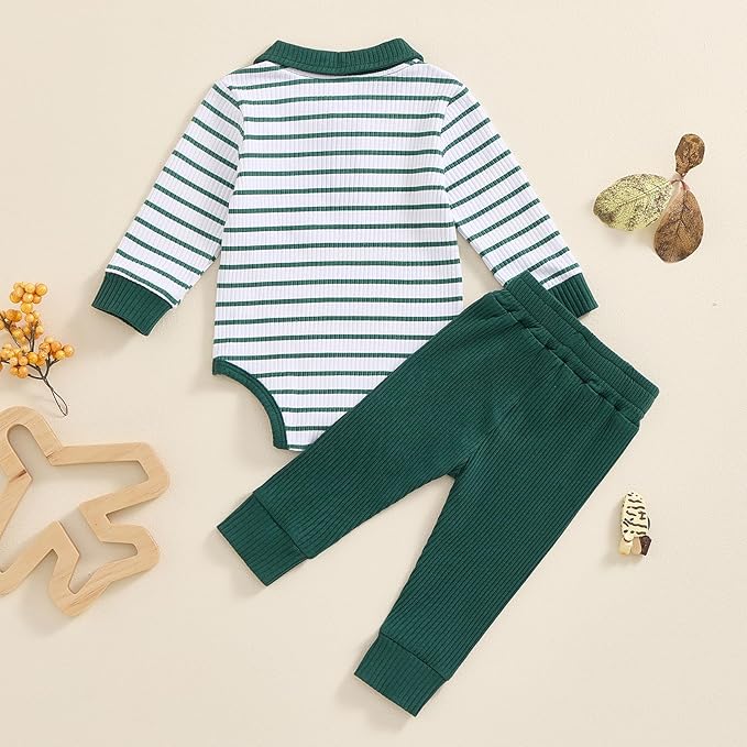 Newborn Baby Boy Girl Clothes Ribbed Knitted Long Sleeve Romper Pants Solid Cotton Infant Fall Winter Outfits 2Pcs