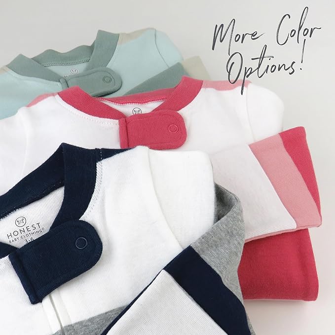 HonestBaby Sleep & Play Footed One-piece Pajama Sleeper 100% Organic Cotton, Baby Boys