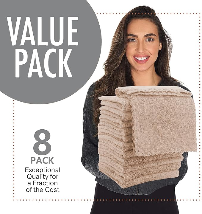 8 Pack Burp Cloths for Baby - 20" by 10" Ultra Absorbent Burping Cloth, Newborn Towel - Milk Spit Up Rags - Burpy Cloths for Unisex, Boy, Girl - Burp Cloths Set (Brown)