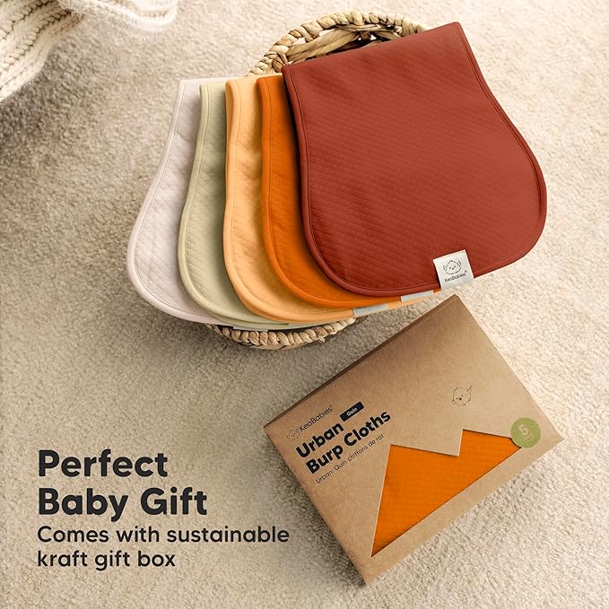 KeaBabies 5-Pack Organic Burp Cloths Baby Girl, Boy - Extra Large, Absorbent Baby Burp Cloths, Soft Burping Cloths for Babies, Newborn Burp Clothes, Cotton Burp Rags, Thick Burp Cloth (Sahara/Quin)