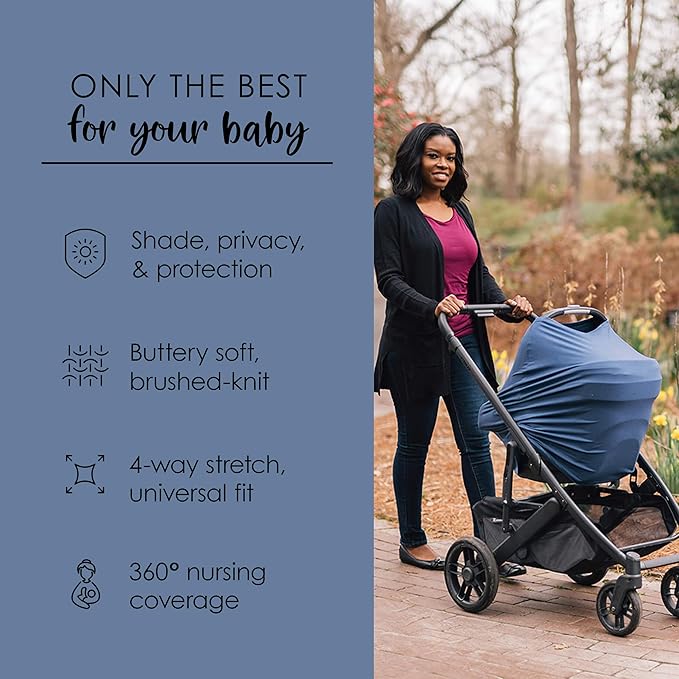 Milk Snob Original 5-in-1 Luxe Cover in Ocean Blue - Added Privacy for Breastfeeding, Baby Car Seat, Carrier, Stroller, High Chair, Shopping Cart, Lounger Canopy, Newborn Essentials, Nursing Top
