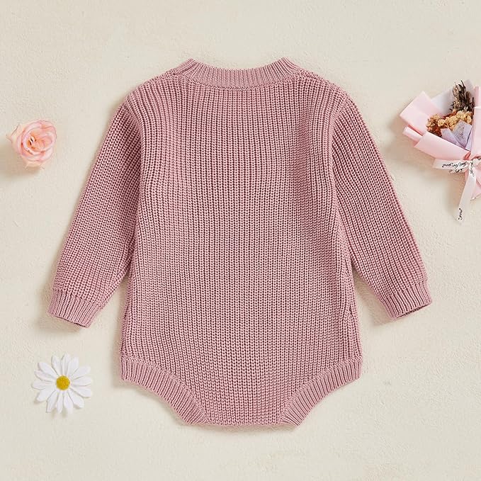 FYBITBO Baby Girl Boy Sweater Knit Oversized Pullover Sweatshirt Romper Onesie Warm Fall Winter Clothes Outfit Newborn