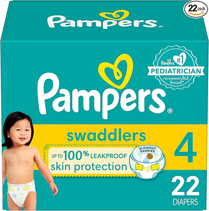 Pampers Baby Diapers - Swaddlers - Size 4, 22 Count, Ultra Absorbent Disposable Infant Diaper