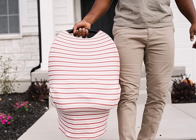 Baby Car Seat Cover Canopy and Nursing Cover Multi-Use Stretchy 5 in 1 Gift Cinnamon by Copper Pearl