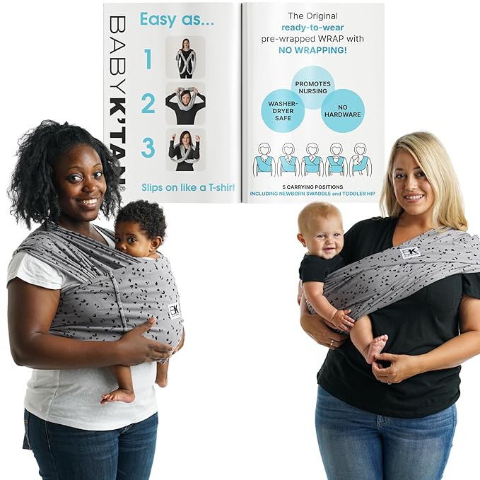 Plus-Size Original Baby K'tan Baby Carrier: #1 Easy Pre-Wrapped, Slip-On, No Rings, No Buckles | 5 in 1 Baby Sling Gift | Hands Free Infant Wrap - Newborn to Toddler up to 35lb Women 22-24, Men 47-52