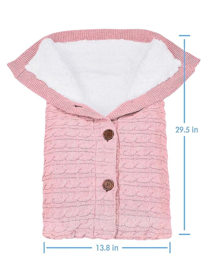 XMWEALTHY Unisex Infant Swaddle Blankets Soft Thick Fleece Knit Baby Girls Boys Stroller Wraps (Light Pink)