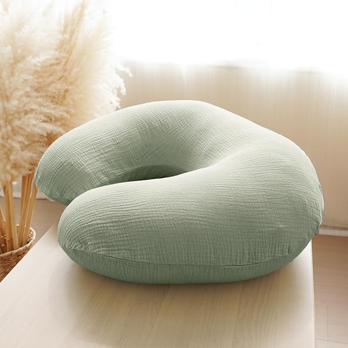 Konssy Muslin Nursing Pillow Covers, 100% Cotton Soft & Adorable Covers for Breastfeeding Pillows, Slipcovers for Newborn Baby Boys & Girls