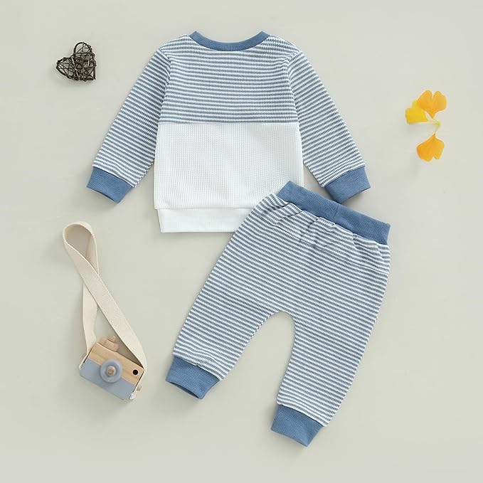CIYCUIT Toddler Baby Boy Outfits Striped Sweatshirt Pants Clothes Set
