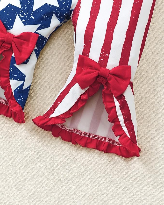 SUNNY PIGGY Newborn Baby Girl Clothes Infant Outfits Romper Floral Fall Outfit Bell Bottoms Pant Sets Hat Headband Flowerpant