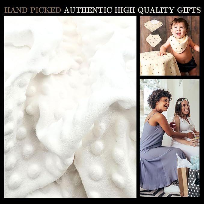 Baby Gift Set Boy or Girl - Baby Shower Basket Suitcase with Large Plush Blanket, Muslin Swaddle, Natural Teether, Wood Birth Record, Hand & Foot Print Kit, Nemo Socks, Baby Gift, Unisex Forest Green