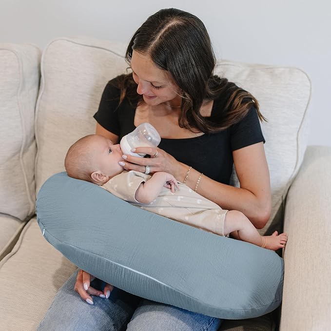 Konssy Muslin Nursing Pillow Covers, 100% Cotton Soft & Adorable Covers for Breastfeeding Pillows, Slipcovers for Newborn Baby Boys & Girls