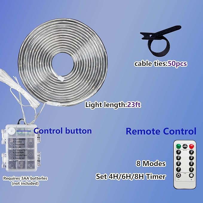 codree 23 FT Baby Stroller Lights for Walking at Night, Multicolor Stroller Accessories Walking Lights, Battery Powered Strollers LED Lights with 50 Cable Ties for Bike, Bicycle Lights Accessories