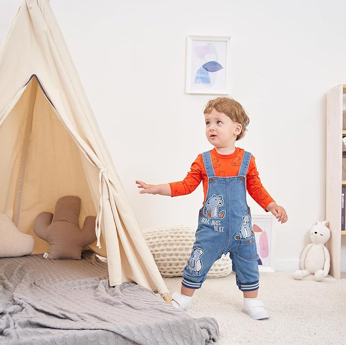 Cute Baby Boy Clothes Suit Toddler Boys' Striped long Sleeve T-Shirt+Denim Overalls Jumpsuit Pants Outfits Sets