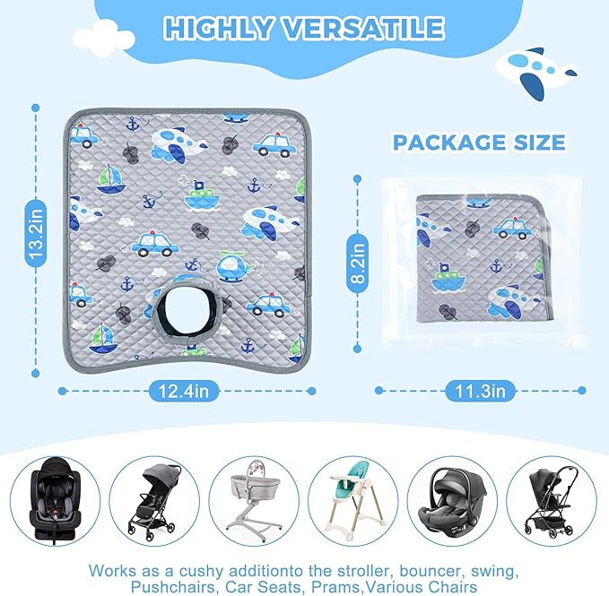 Car Seat Protector for Potty Training, 2 Pack Waterproof CarSeat Liner Toilet Training for Baby Infant Toddler, Dry Seat Piddle Pads Cover for Strollers (Grey)