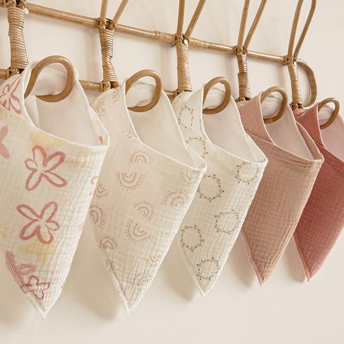 Muslin Baby Bibs 8 Pack, Baby Bandana Drool Bib for Drooling and Teething, Cotton Soft Absorbent for Girls Boys