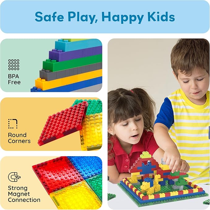 PicassoTiles 1016pcs Magnetic Tile & Building Brick Combo Construction STEM Toy Magnet Tiles for Creative Play Educational Toys for 3+ Large Bricks for Toddlers Compatible with Major Brands PTS1016