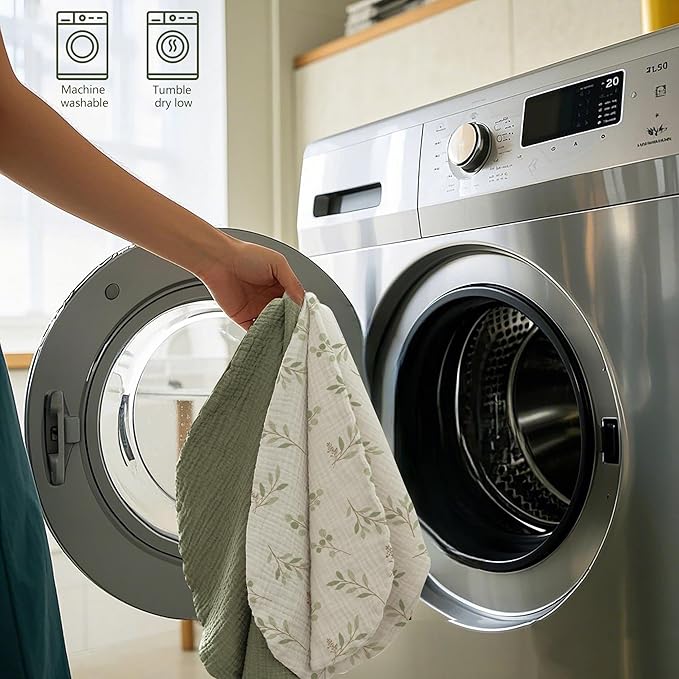 Muslin Nursing Pillow Covers, 2 Pack, Soft & Adorable Slipcovers with Zipper Closure, 100% Cotton Covers for Breastfeeding Pillows (Twig, Grayish Green)