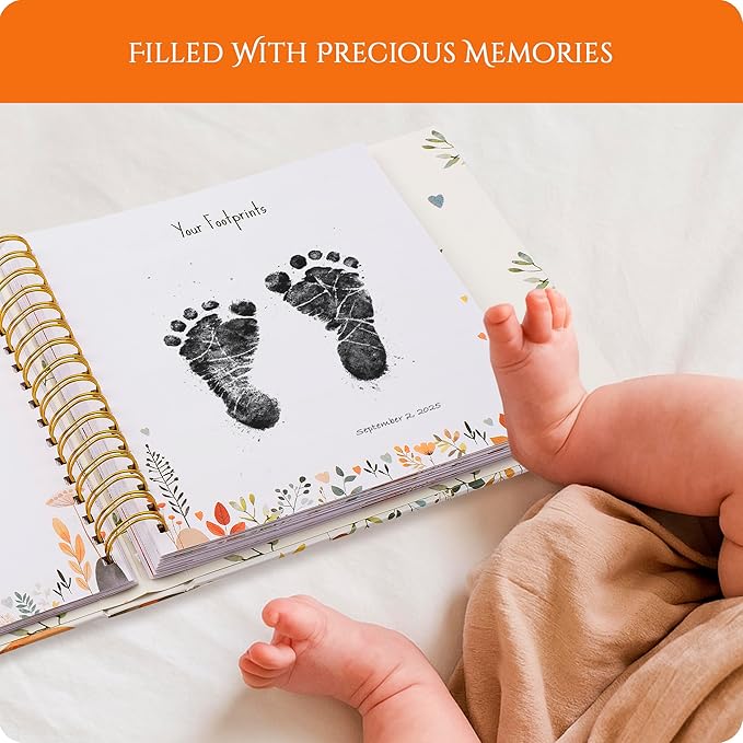 Baby Book Keepsake – 146 Page Baby Journal from Pregnancy to Age 5 | Baby Memory Scrapbook, Gift for Baby Shower, Gender Neutral Baby Book for Boys & Girls