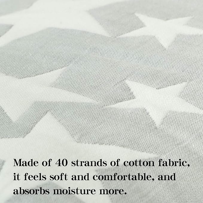 NTBAY 3 Layer Toddler Blanket, Muslin Cotton Jacquard Bed Blankets, Lightweight Thermal Baby Blanket, Super Soft and Warm Crib Blanket for All Seasons, Decoration Gift, 30"x40", Grey Star