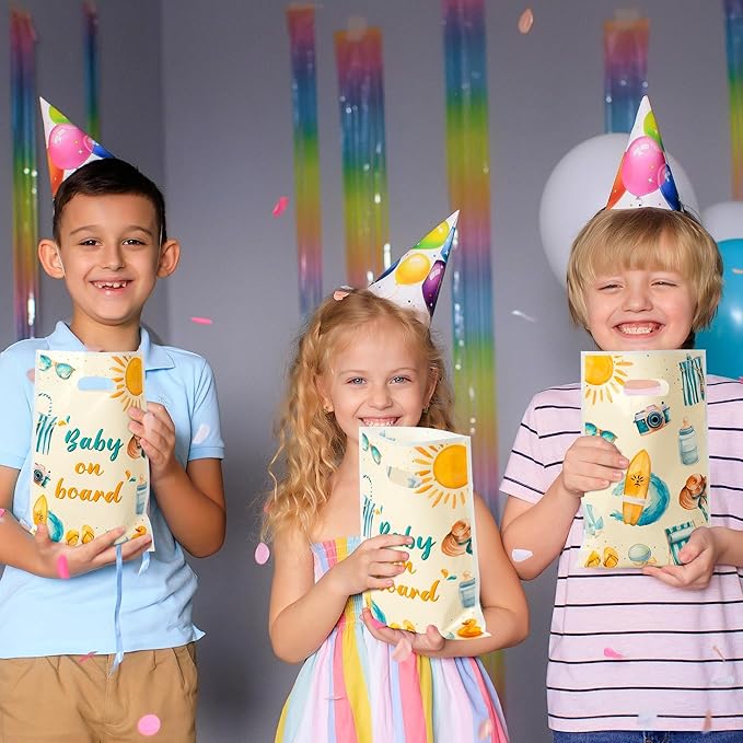 Baby on Board Baby Shower Party Favor Bags - 50Pcs Splish Splash Baby Bash Goody Candy Treat Gifts Bags Party Decorations for Kids Boys Girls Birthday Summer Events Supplies