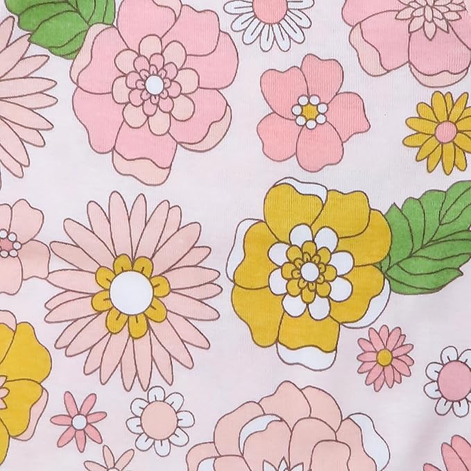 HonestBaby Non-Slip Footed Pajamas One-Piece Sleeper Zip-Front Pjs 100% Organic Cotton for Baby Girls