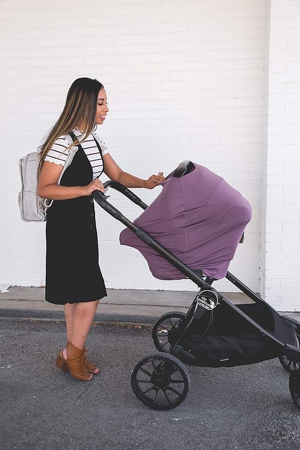 Copper Pearl Multi-Use Cover: Car Seat Covers, Nursing Cover, and Stroller Cover for Sun - Stretchy Fabric, All-Season Use, Stylish Designs, Easy Access for Moms - Plum