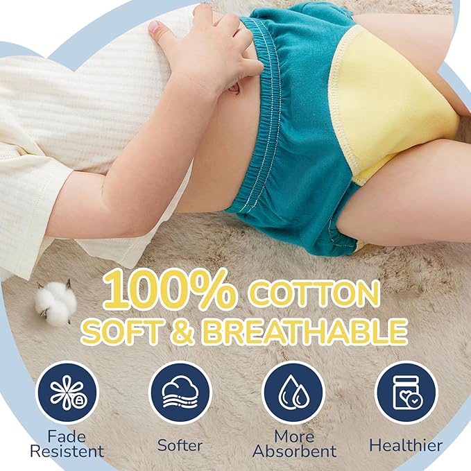 Toddler Potty Training Underwear for Kids, Cotton Reusable Waterproof Potty Training Pants Size 2t,3t,4t,5t,6t