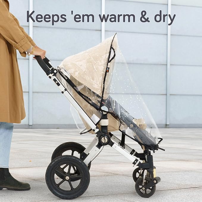 Baby Uma Universal Stroller Rain Cover - 100% Waterproof PEVA Stroller Cover for Rain, Snow & Wind Protection, Stroller Accessories (+ Travel Bag)