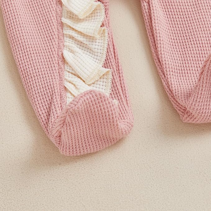 Newborn Girl Clothes Baby Girl Coming Home Outfit Zipper One-piece Outfits Ruffle Footie Bodysuit Jumpsuit Headband