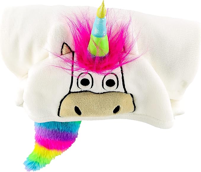 Lazy One Wearable Hooded Blanket for Kids, Animal Hooded Blanket (Unicorn)