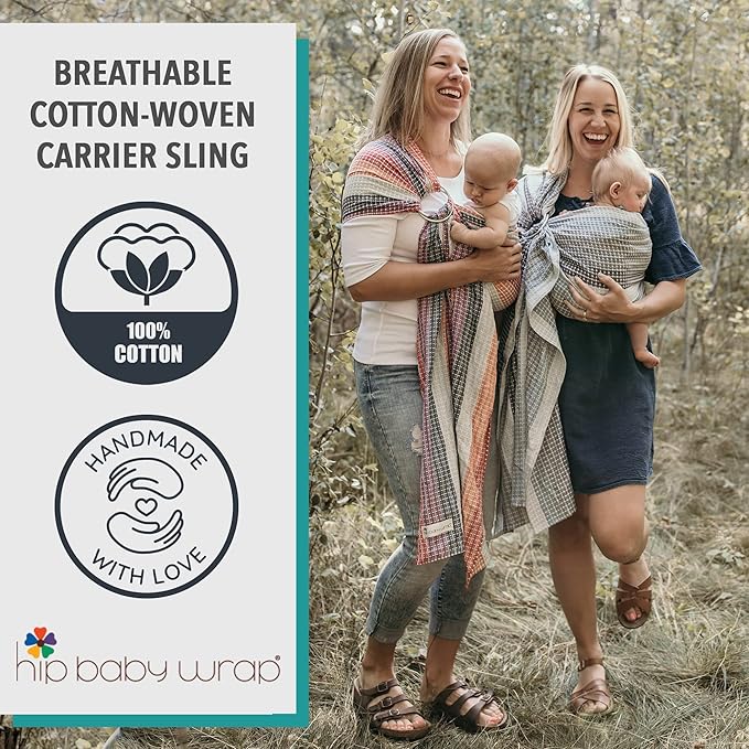 Hip Baby Wrap Ring Sling Baby Carrier for Infants and Toddlers - 100% Soft Cotton Baby Wraps Carrier for Babies 8-35 lbs - Perfect Baby Shower Gifts Moms and Dads - Nursing Cover (Moon Honeycomb)