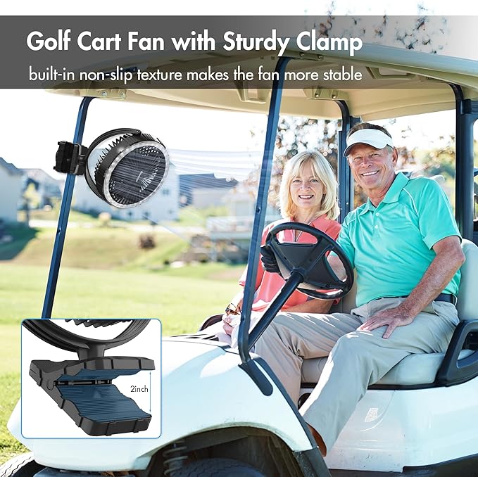 Camping Rechargeable Fan, Battery Operated with Timer, Powerful Airflow Portable Fan, Strong Clip with Light & Hook for Tent Outdoor Travel BBQ Hurricane Power Outage