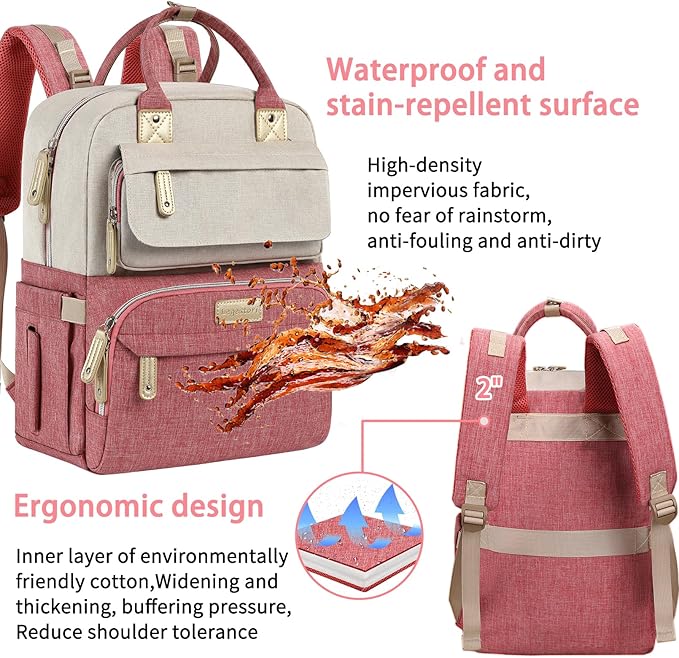 Diaper Bag Backpack, Baby Girl Diaper Bag, Large Diaper Bag Backpack Gift for Girls, Baby Diper Backpack for Travel with Insulated Pockets and Stroller Straps