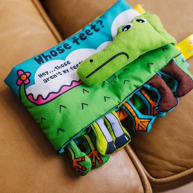 Melissa & Doug Soft Activity Baby Book - Whose Feet? Sensory Toys for Toddlers, Travel Toys for Toddlers Boys and Girls