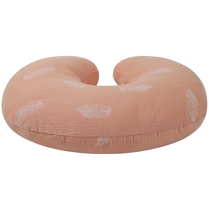 Onacosht Muslin Nursing Pillow Cover 2 Pack 100% Cotton Ultra Soft Breastfeeding Pillow Covers for Baby Boy and Girl, Feather and Pastel Violet