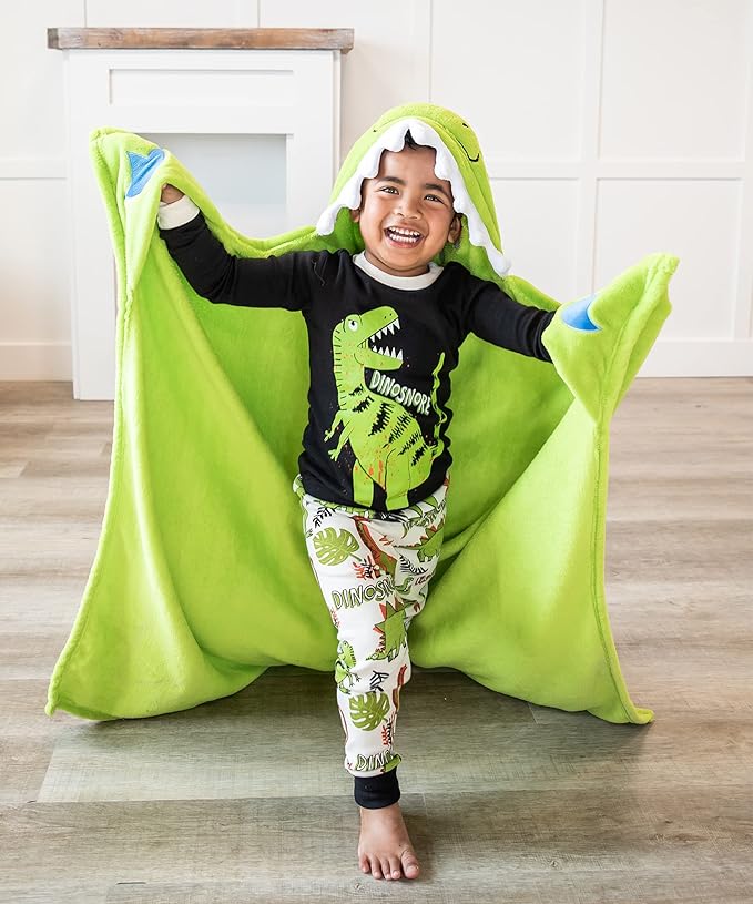 Lazy One Wearable Hooded Blanket for Kids, Animal Hooded Blanket (Dinosaur)