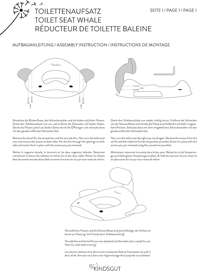 Kindsgut Potty Training Seat in whale design, designed in Germany, suitable for all toilet shapes non-slip toilet seat, Pistachio