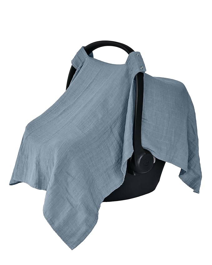 Car Seat Cover Baby - Organic Cotton - Carseat Covers Baby - Carseat Cover - Car Seat Canopy - Carseat Canopy - 100% Muslin Cotton, 43" x 32" (Tradewinds)