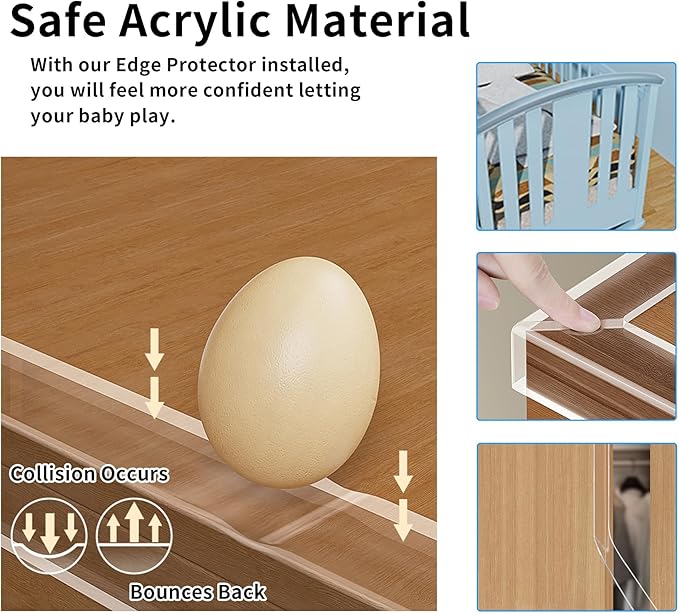 Edge Corner Protector Baby Proofing,Soft Clear Furniture Table Corner Guard & Edge Safety Cabinet Door Bumper,Crib Bumpers,Wall Protector,6.6ft(Width 0.8 in,Thickness 0.08 in)
