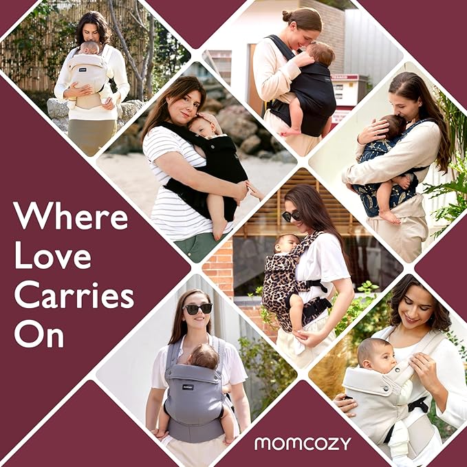 Momcozy Baby Carrier - Ergonomic, Cozy and Lightweight Carrier for 7-44lbs, Effortless to Put On, Ideal for Hands-Free Parenting, Enhanced Lumbar Support, Purehug for Infant to Toddler, Black