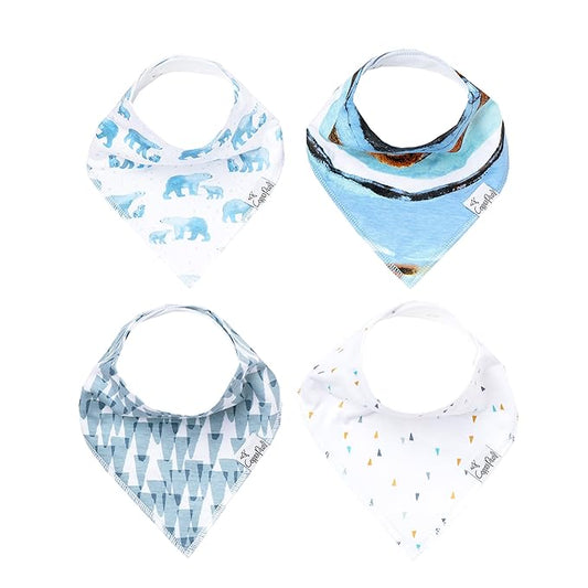 Copper Pearl Baby Bandana Drool Bibs for Drooling and Teething 4 Pack Gift Set for Girls or Boys “Arctic Set